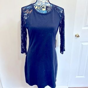 Royal blue dress with lace sleeves, never been worn.